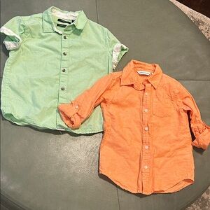 Kenneth Cole Mint Green and Janie and Jack Orange Button-Down Shirts